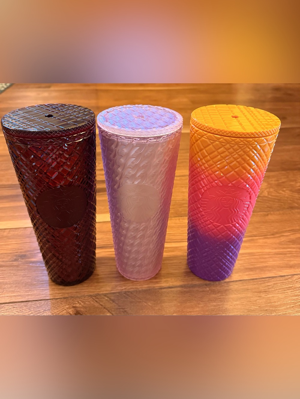 Starbucks Iridescent Lavender Studded Tumbler set of 3